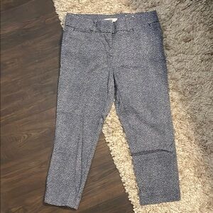 LOFT Women's Blue and white patterned work pants